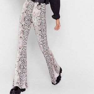 NWT Nasty Gal Snake or break high waisted flare pants